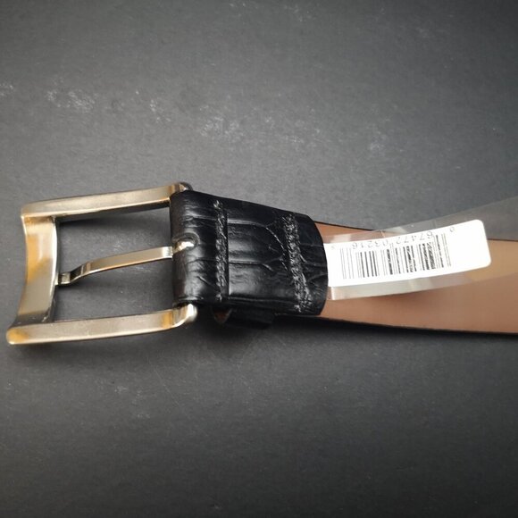 Florsheim Made in Italy Black Croco Grain Italian Leather Men's Size 30 Belt - Picture 3 of 8